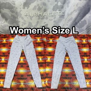 Alphalete Lavender Purple Surface Power Leggings Womens Sz Large Crossover Waist